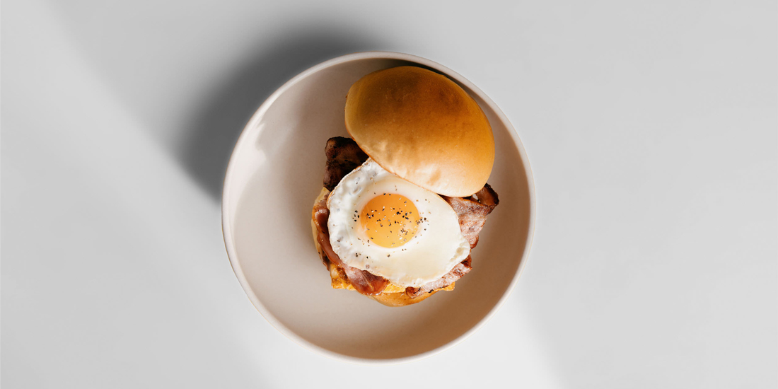 A bacon and egg burger from 26 & Sunny, The Langham, Gold Coast